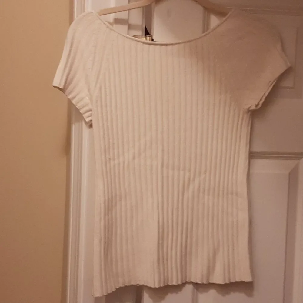 Valentino Ivory Scoop Neck Short Sleeve T-Shirt Sweater - Picture 6 of 6